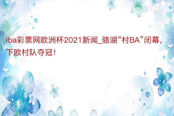 iba彩票网欧洲杯2021新闻_骆湖“村BA”闭幕，下欧村队夺冠！