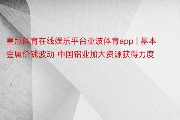 皇冠体育在线娱乐平台亚波体育app | 基本金属价钱波动 中国铝业加大资源获得力度