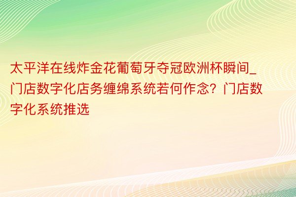 太平洋在线炸金花葡萄牙夺冠欧洲杯瞬间_门店数字化店务缠绵系统若何作念？门店数字化系统推选