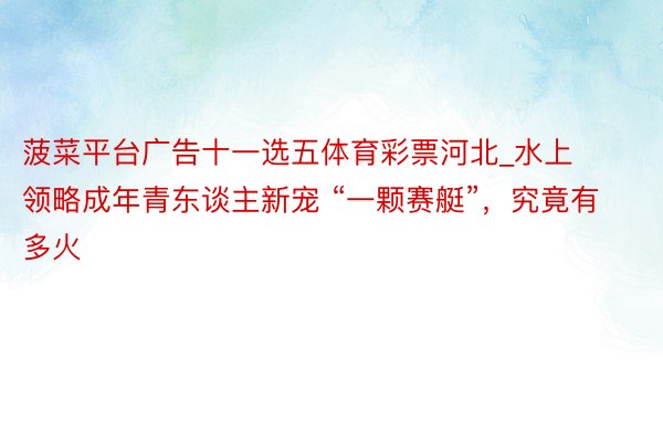 菠菜平台广告十一选五体育彩票河北_水上领略成年青东谈主新宠 “一颗赛艇”，究竟有多火